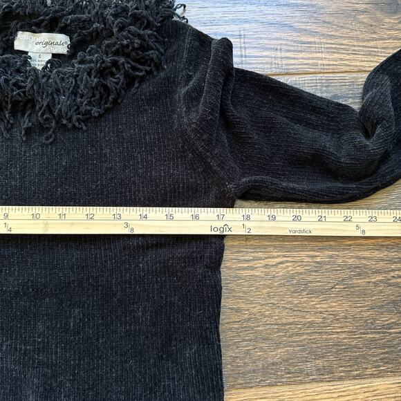 Vintage Y2K Designers Originals Studio Black Fringe Sweater Women’s S - Picture 5 of 5